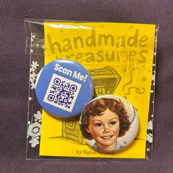 Little Debbie and Oatmeal Crème Pie QR Code - 2 Button Set (HANDMADE) - Picture 6 of 7